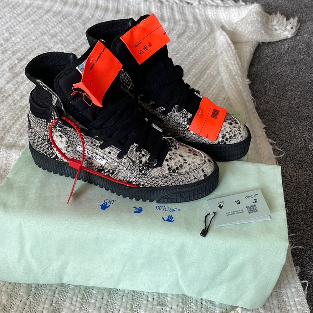 Off-White high top snake print sneakers. They are too small on me sadly.